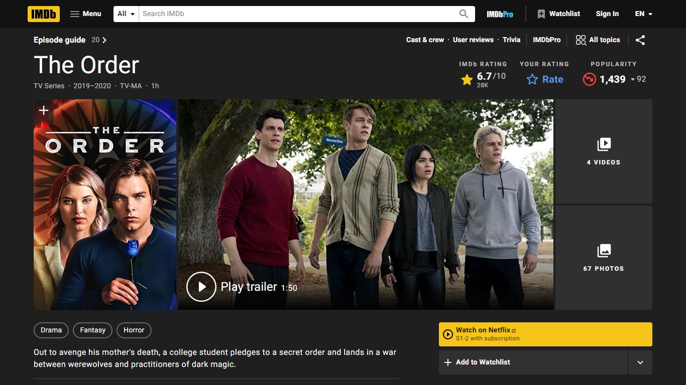 The Order (TV Series 2019–2020) - IMDb