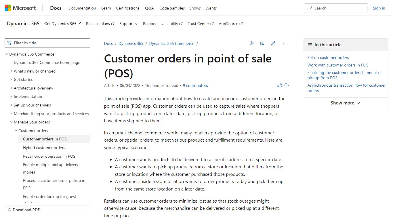 Customer orders in point of sale (POS) - Commerce | Dynamics 365
